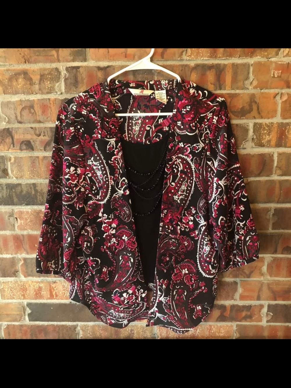 Morgan Crossing Burgundy Black Boho-style Women’s Size:14P 3/4 Sleeves